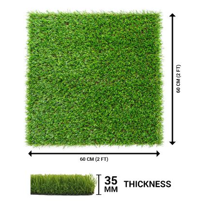 Picture of HouseFurnish 35 mm High Density Artificial Grass Carpet Mat for Balcony, Lawn, Door - Floor Mat (Green, 35mm | 105cm x 450cm | 3.5ft x 15ft)