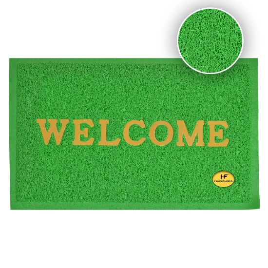 Picture of HouseFurnish PVC Printed Anti Skid Welcome Door Mat Carpet (38cm X 58cm) - P.Green